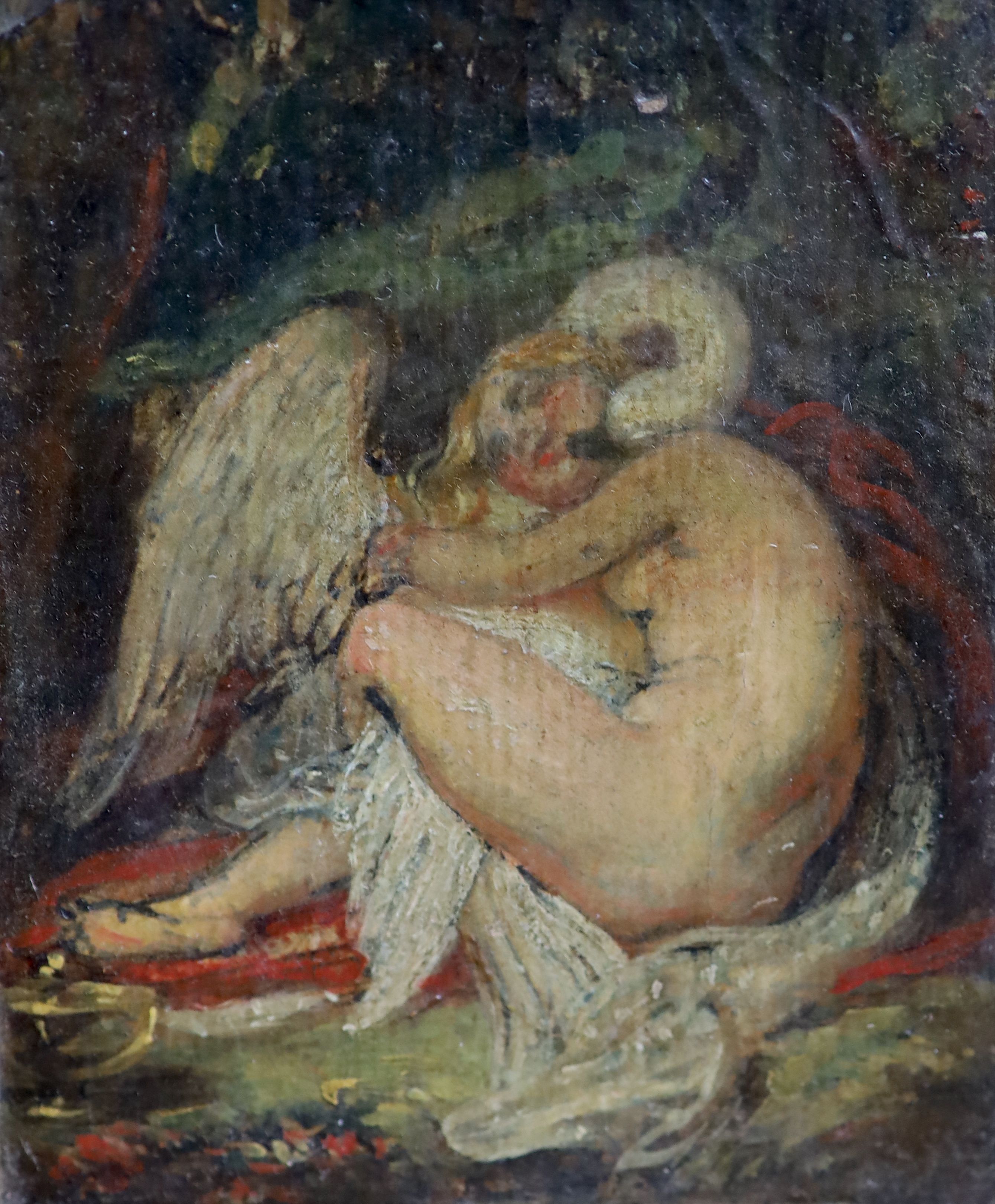 Circle of William Etty (1787-1849) Leda and the Swan 3.75 x 3in.
